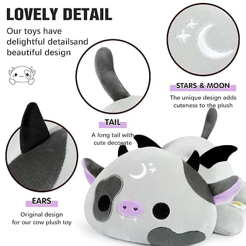 Onsoyours Original Cute Bat Cow Plushie, Soft Stuffed Cow Squishy Plush Animal Toy Cow with Wings Bat Pillow for Kids (Bat Cow, 12") thumbnail 5