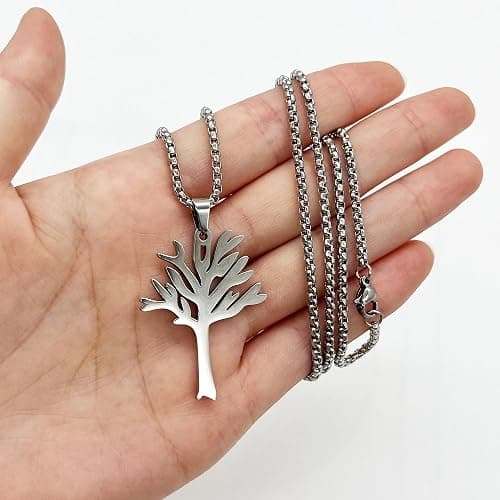 DCNREJGZ Stainless Steel Tree Pendant Necklace Chain, Punk Rock Style thumbnail 6