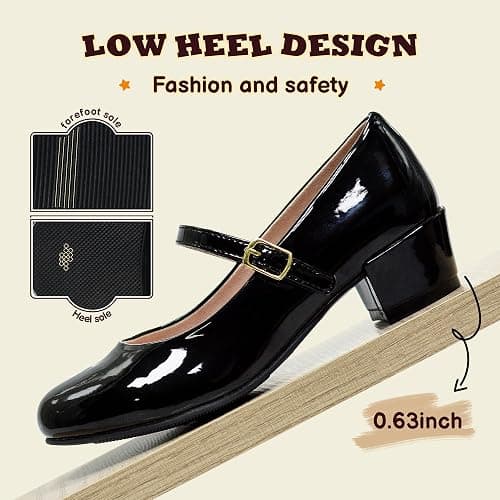 WIKENCY Girls Dress Shoes-Mary Jane Shoes for Girls, Princess Wedding Party Flower Girl School Shoes Low Heel Flats for Little/Big Kids thumbnail 5