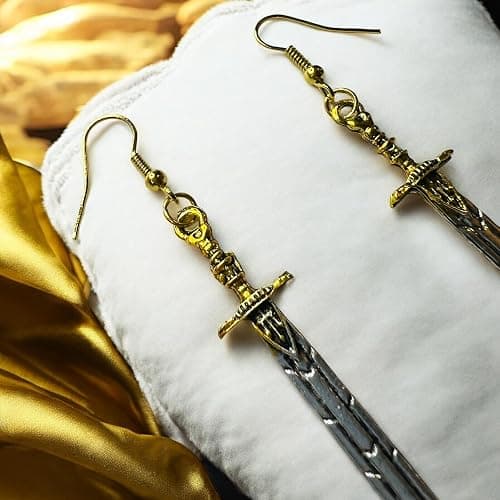 Annabeth Riptide Sword Sea of Monsters Olympian Demigod Silver Tone Drop Dangle Earrings thumbnail 5