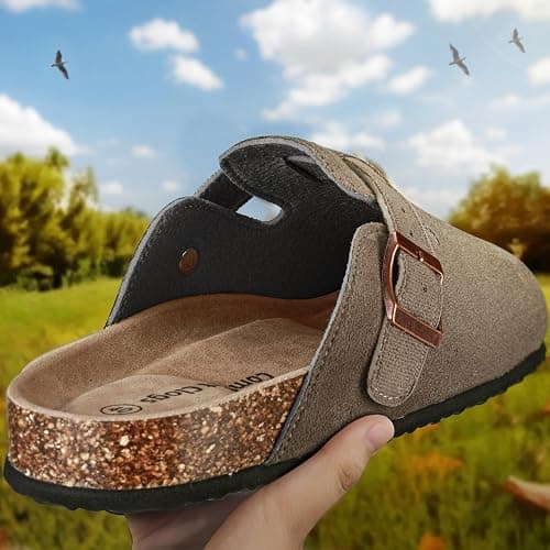 KEMISANT Women Clogs Mules Sandals Slippers Fleece Lined Upper Unisex,Memory Foam Cushioned Cork-Footbed thumbnail 2