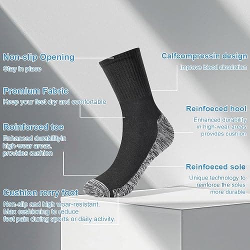 GEPAPE 20 Pairs Unisex Cotton Moisture Wicking Cushioned Comfortable Crew Workout Hiking Socks for Sport Running thumbnail 5