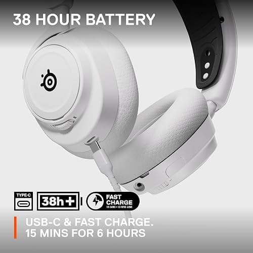 SteelSeries Arctis Nova 7X Wireless Multi-System Gaming & Mobile Headset - Nova Acoustic System - 2.4GHz + Bluetooth - USB-C - Xbox Series X|S, PC, PS5, Switch - White (Renewed) thumbnail 6