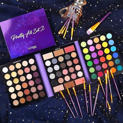 UCANBE 86 Colors Nude Eyeshadow Palette with 15pcs Makeup Brushes Set, Matte Glitter Long Lasting Highly Pigmented Waterproof Colorful Eye Shadow Contour Blush Powder Highlighter All in One thumbnail 2