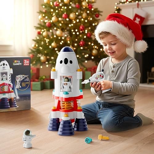 iPlay, iLearn Rocket Outer Space Toys, Kids Spaceship Playset with Space Shuttle, Electric Drill, 2 Astronauts, Educational STEM Take Apart Adventure Gift for 3 4 5 6 7 8 Year Old Boy Girl thumbnail 5