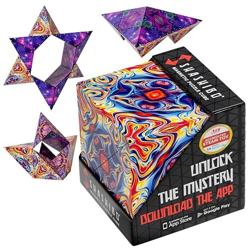 Shashibo Shape Shifting Box - Award-Winning Fidget Toy w/ 36 Rare Earth Magnets - Fidget Cube Transforms Into Over 100 Shapes, Sensory Toy Gift for Kids, Teens, and Adults (Spaced Out) - Image 1