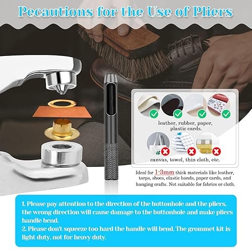 643Pcs Grommet Tool Kit 12mm 1/2 Inch(Inside Hole Size) Eyelet Kit with 320Pcs Eyelets Grommets, 320Pcs Washers and Grommet Eyelet Pliers for Leather/Belt/Shoes/Crafts thumbnail 4