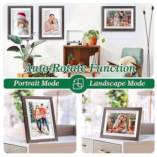 Frameo 10.1 Inch WiFi Digital Picture Frame with Frameo App, IPS Touch Screen HD Electronic Digital Photo Frame, Share Photos & Videos Instantly, Auto-Rotate Digital Picture Frame, Brown Wood thumbnail 6