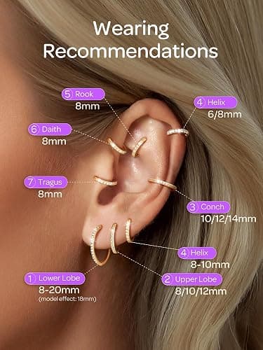ChicSilver 925 Sterling Silver Huggie Earrings for Women 14K Gold Plated Silver Hoop Earrings for Women Hypoallergenic Small Cubic Zirconia Huggie Earring (6/8/10/12/14/16/18/20mm) thumbnail 5