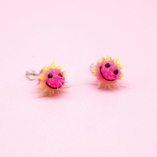 6 Spike Earrings for Women - Silicone Stud Earrings Set, Kawaii Smiley Face Earring Pack for Adults, Funk Rave Heart Earrings, Womens Y2K 90s Peace Sign Earring thumbnail 8