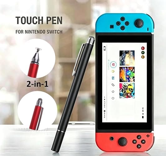 2-in-1 Stylus Pen for Nintendo Switch/Switch Lite/OLED, Capacitive Stylus for Nintendo Switch 2 Pen, Switch Super Precise Stylus Pen with Lanyard (Phantom Black) thumbnail 2
