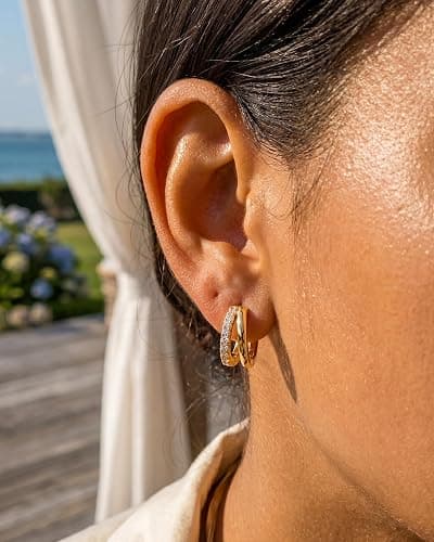 MUMREUES Gold Hoop Earrings for Women Huggie Hoop Earrings Jewelry Gifts | Hypoallergenic Earrings,Earrings for Sensitive Ears Women,Dainty Earrings for Women Trendy,Jewelry Gifts, thumbnail 4