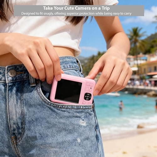 Frevyve Case for Kodak PIXPRO FZ55 Digital Camera Accessories, Soft Silicone Protective Case, Slim Fit Sleeve with Removable Lens Cover and Screen Protector, Lightweight, Anti-Scratch (Pale Pink) thumbnail 5