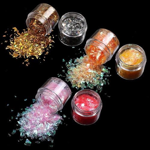 Allstarry 12 Colors Mermaid Nail Chunky Glitter Ultra-Thin Fluorescent Glass Paper Irregular Iridescent Sequin Flakes Glitters Sticker for Nails Art Decoration Hair Eyes Face Body DIY Craft thumbnail 3
