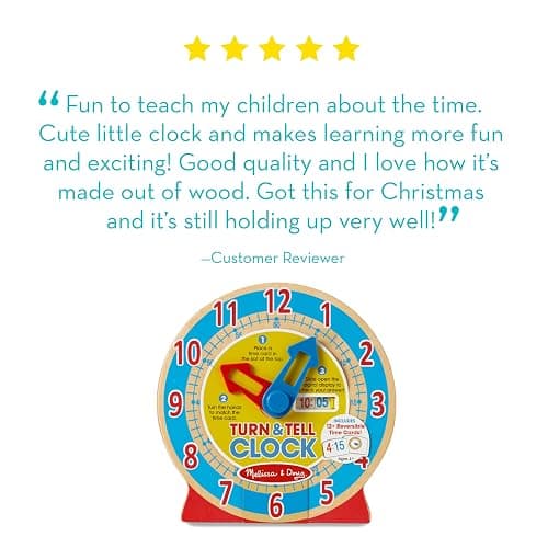 Melissa & Doug Turn & Tell Wooden Clock - Educational Toy with 12+ Reversible Time Cards thumbnail 6