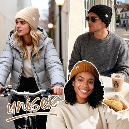 YANIBEST Beanie Hat for Women Men Satin Lined Beanie Hats Winter Hat Womens Cuffed Beanies Knit Skull Cap Warm Ski Hat Unisex thumbnail 4