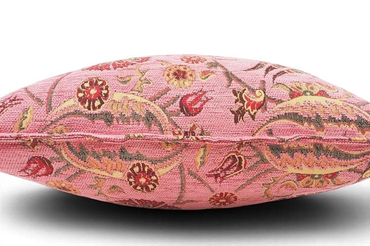 YUSUF COLLECTION - Turkish Fabric Pillow Cover 18x18, Pale Pink Boho Throw Pillow, Caucasus Carnation Pattern Decorative Sofa Accent Ethnic Cushion thumbnail 4