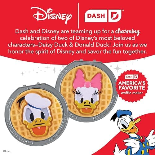 Dash MultiMaker® Mini System Removable Plate Set - Ceramic, Nonstick Replacement Plates for Fun-Shaped Waffle Breakfast - Waffle Maker Not Included - 4-Inch - Two-Pack - Donald & Daisy thumbnail 8