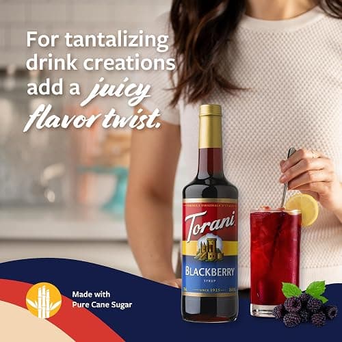 Torani Blackberry Syrup for Drinks, Flavoring for Iced Tea, Lemonade, and Sodas, Glass Bottle with Pump Included, 25.4 Fl Oz thumbnail 4