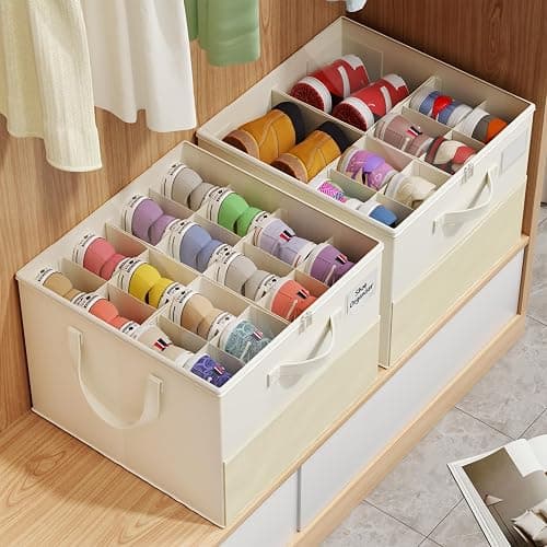 Plus Size 2 Pack Shoe Organizer for Closet, Foldable Shoe Storage Box | 16–24 Pair Shoe Storage for Sneakers, Boots & Heels with Adjustable Dividers, Clear Cover & Space Saving Closet Storage thumbnail 7