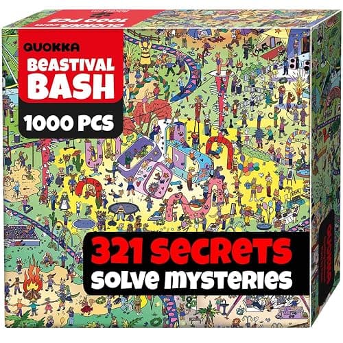 QUOKKA 1000 Piece Puzzle for Adults and Teens – Animal Bash Adult Jigsaw Puzzles with Hidden Secrets & Audio Story – Detailed Visual Puzzle Game for Focus & Relaxation with Twist – FSC Certified Gift - Image 1