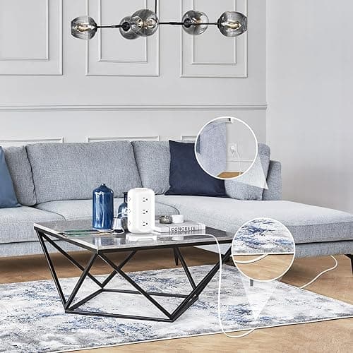 Tower Power Strip Flat Plug with 12 Outlets 4 USB(1 USB C),AOFO Surge Protector Charging Station with Overload Protection, Widely Spaced Multiple Outlets 10Ft Extension Cord for Home, Dorm,Office - 10FT - White thumbnail 7