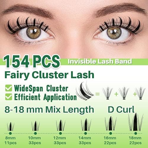 LASHSUN Fairy Lash Clusters Kit Manga Lash Wet-Look Spiky DIY Home or Travel Cluster Eyelash Extensions Pestañas Postizas Naturales Invisible Lash Band+Lash Bond&Seal,Tweezers (Fairy Kit) thumbnail 2