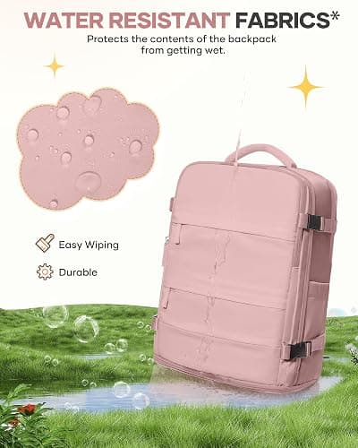 coofay Personal Item Travel Backpack for Women Airline Approved Carry on Backpack Flight Approved Waterproof Sports Luggage Backpack Casual Daypack Small Hiking Backpack Pink Backpack thumbnail 8