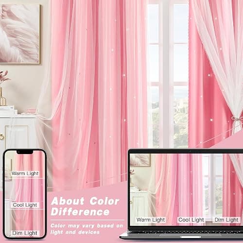 XiDi Pink Curtains for Bedroom Decor, Baby Pink Kids Blackout Curtains for Girls Room, Princess Unicorn Wall Decor Set of 1 Panel, 34x63 Inches thumbnail 8