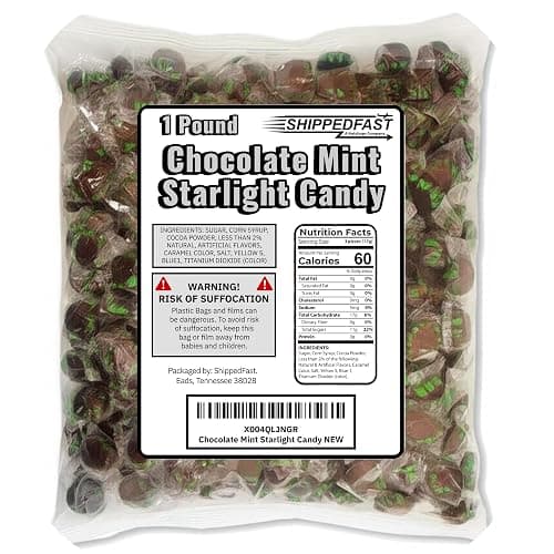 ShippedFast Chocolate Starlight Mint Candy, Hard Candies, 16oz (1 Pound Bag), Individually Wrapped - Image 1