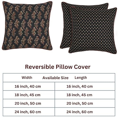 Ridhi Hand Block Print 18x18 Black Decorative Outdoor Couch Throw Canvas Pillow Cover Set of 2 Washable Modern Vintage Boho Chic Spring Home Decor GIFS Cover thumbnail 5