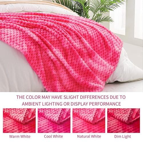 Exclusivo Mezcla Extra Large Soft Fleece Throw Blanket, 127x178 CM Stylish Jacquard Throw Blanket for Couch, Fuzzy Cozy Lightweight for All Season, Tie-dye Hot Pink thumbnail 5