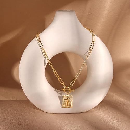 Robaice 14K Gold Plated and Silver Plated Cross Necklace for Women, Non-Tarnish Faith Jewelry with Toggle Clasp, Fashion Necklace Gifts for Women, Christian Faith, Communion, Birthday & Christmas thumbnail 5