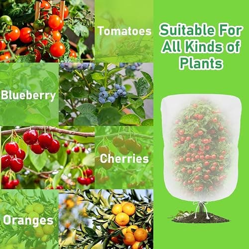 Evoio Bird Netting for Garden Blueberry Bushes Fruit Tree Netting Cover Plant Protection Mesh Bags with Drawstring, 4 Pack 2.3 x 3.5 ft Shrubs Bush Tomato Strawberry Berry Barrier Protectors Net thumbnail 4