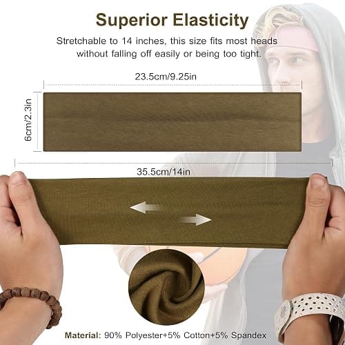 Ztomine Headbands for Women, 8pcs Stretchy Non Slip Soft Cotton Cloth Hair Bands for Sports, Workout, Yoga and Running thumbnail 4