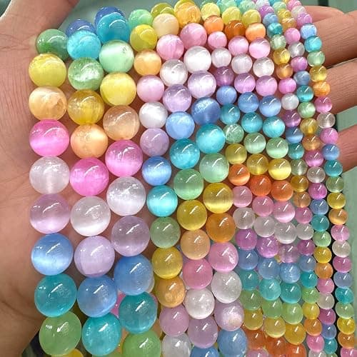 60PCS 6MM Natural Stone Colorful Selenite Gypsum Beads Round Loose Beads for Jewelry Making DIY Bracelet Necklace Accessories 15" Energy Healing Power Stone Beads thumbnail 4
