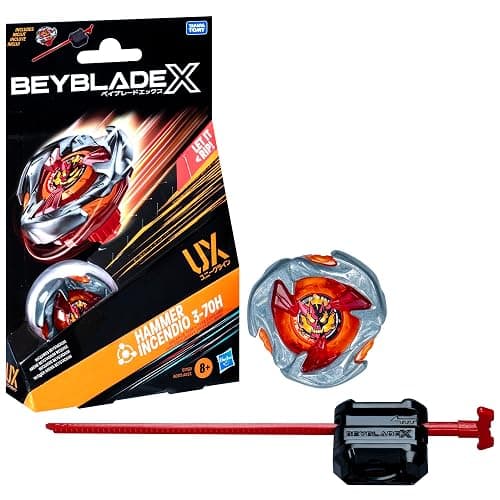 Beyblade X, Starter Pack Hammer Incendio 3-70H UX with Spinning Top and Launcher - Image 1