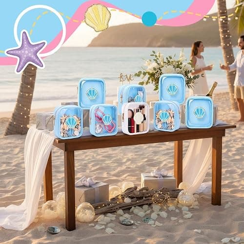 Sunnymove 8 Pcs Seashell Chenille Patches Bachelorette Party Decor Blue White Last Toast on The Coast Waterproof Clear Makeup Bag with Zipper Gifts Bridal Bag for Summer Beach Wedding Party thumbnail 2