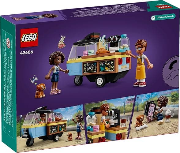 LEGO Friends Mobile Bakery Food Cart Playset, Cooking Toy for Pretend Play, Small Gift for Kids, Girls and Boys Ages 6 and Up with Aliya and Jules Mini-Dolls, Aira Dog Figure and Food Toys, 42606 thumbnail 6