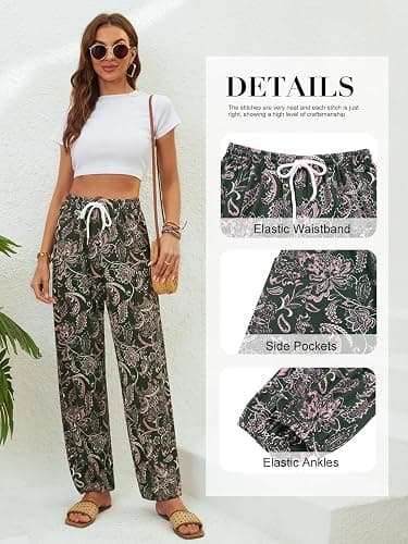 QIANXIZHAN Women's Harem Pants, Hippie Palazzo Pants Boho Joggers Yoga Clothes with Pockets thumbnail 4