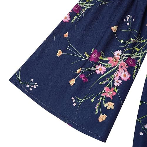 ONEYIM Women's Dress Summer Floral Long Sleeve Off Shoulder Casual Mini Dresses thumbnail 6