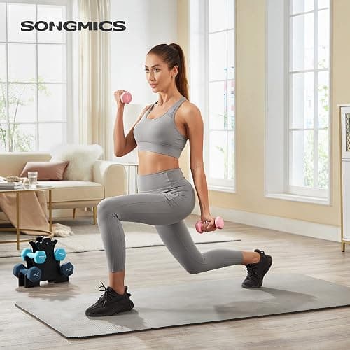 SONGMICS Weight Lifting Dumbbell Kit with Storage Stand, for Fitness, Vinyl Coated thumbnail 2