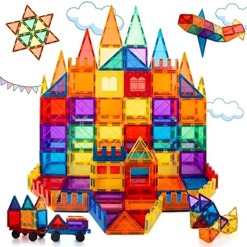 MagHub Magnet Toys Magnetic Tiles, 65 PCS Magnetic Building Blocks Set Learning Educational Toys Preschool Educational Construction Kit Magnet Stacking Toys for Children - Image 1