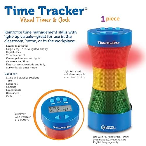 Learning Resources Time Tracker Visual Timer & Clock - 1 Piece, Classroom Tracker, Alarm Clock, Light Up Timer for Classroom, Visual Tracker - - thumbnail 5