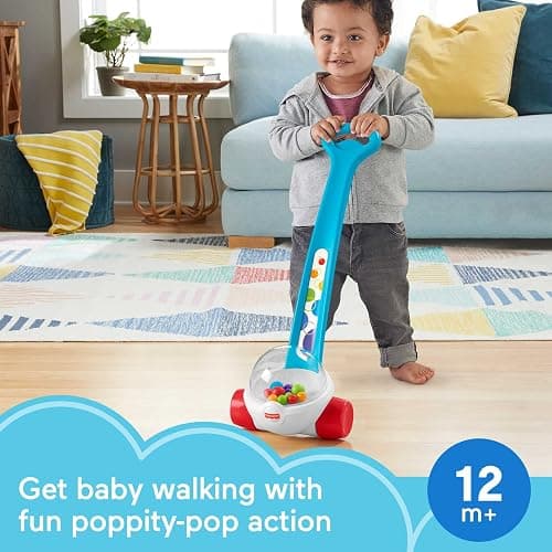 Fisher-Price Baby & Toddler Toy Corn Popper Blue Push-Along with Ball-Popping Action for Infants Ages 1+ Years, 2-Piece Assembly - Toy - Blue v2 FFP thumbnail 2