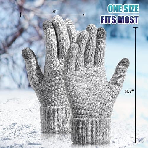 Trifabricy Womens Winter Gloves - Warm Soft Touchscreen Winter Gloves for Women, Elastic Cuff Knit Glove for cold weather thumbnail 3