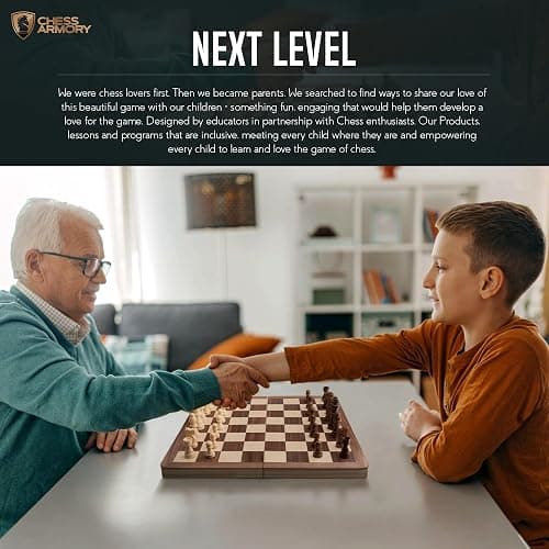 Chess Armory Wooden Chess Set – 17-Inch Large Chess Board with Felted Storage Box, Extra Queens & Handcrafted Staunton Pieces thumbnail 6