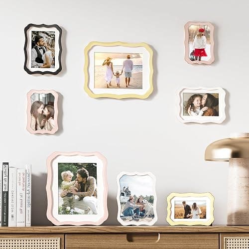 4x6 Enamel Picture Frame with HD-Tempered Glass, Display 3x5 Photo with Mat, Ornate Photo Frame with Gold Metal Edge & Velvet Back for Tabletop & Wall Mount Vertically or Horizontally Display, Pink thumbnail 7