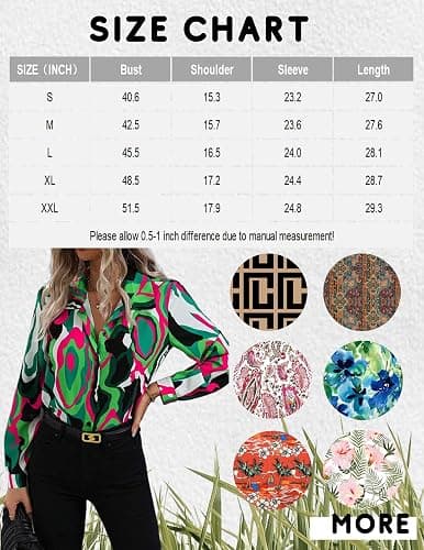 Zeagoo Button Down Shirts for Women Dressy Casual Work Blouses Long Sleeve Print Tops Fall Clothes thumbnail 2