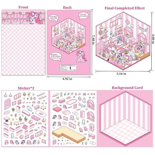 DIY 3D Sticker Scene 6 Sets of Stickers for Girls Make Your Own Mini Room Scene Stickers for Kids Cute Kawaii Sticker Therapy for Adult Relief Stress Pass The Time thumbnail 3